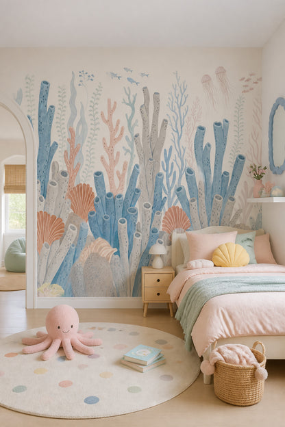 Coral Reef Wallpaper Underwater Removable Coastal Wall Decor