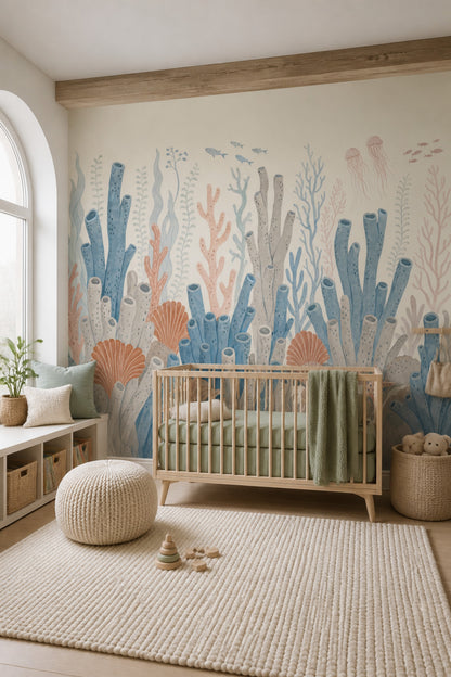 Coral Reef Wallpaper Underwater Removable Coastal Wall Decor