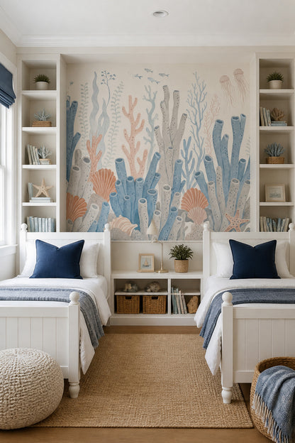 Coral Reef Wallpaper Underwater Removable Coastal Wall Decor
