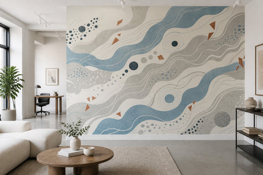 Concentric Circles Wallpaper Wavy Lines Removable Abstract Wall Decor