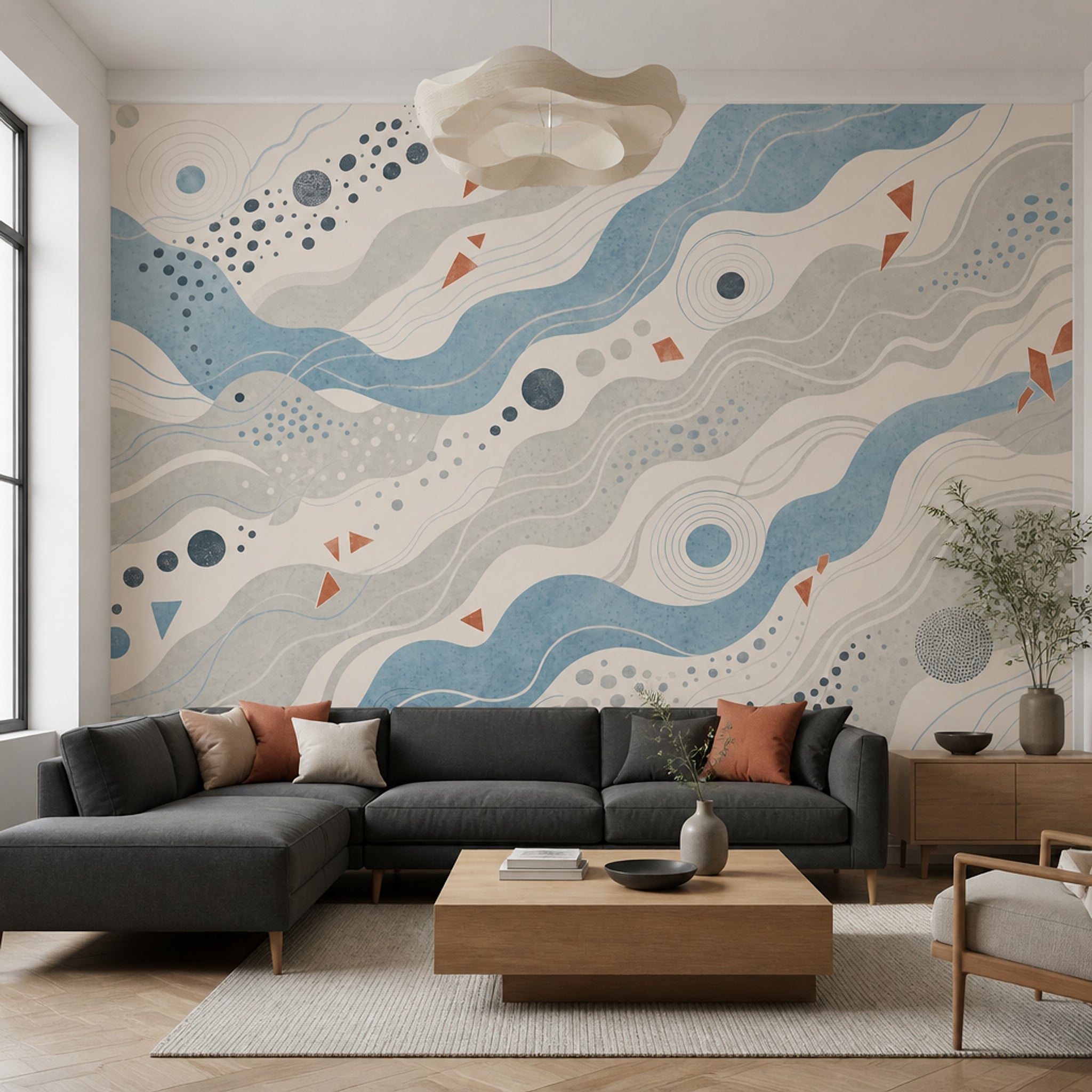 Concentric Circles Wallpaper Wavy Lines Removable Abstract Wall Decor
