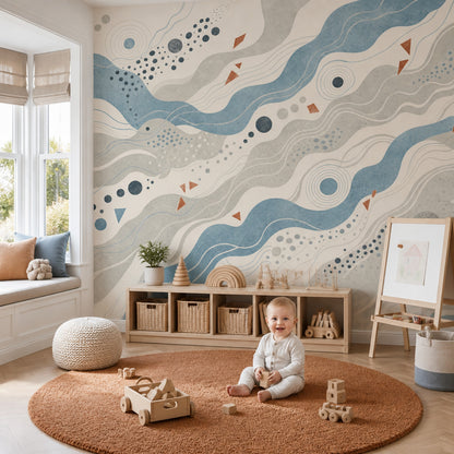 Concentric Circles Wallpaper Wavy Lines Removable Abstract Wall Decor