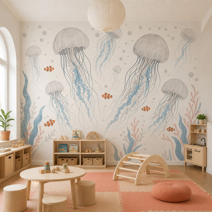 Underwater Wallpaper Jellyfish Clownfish Removable Wall Decor