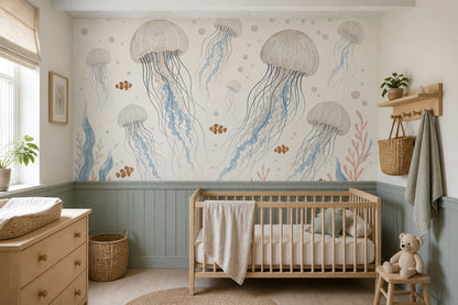 Underwater Wallpaper Jellyfish Clownfish Removable Wall Decor