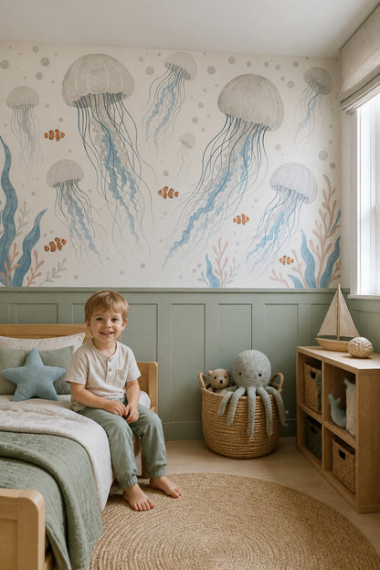Underwater Wallpaper Jellyfish Clownfish Removable Wall Decor