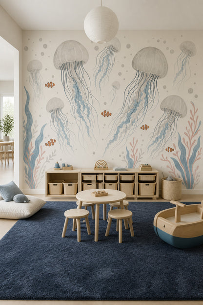 Underwater Wallpaper Jellyfish Clownfish Removable Wall Decor