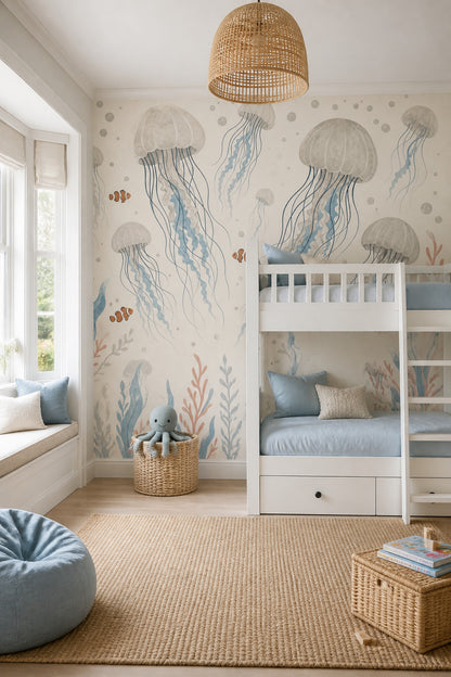 Underwater Wallpaper Jellyfish Clownfish Removable Wall Decor