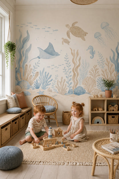 Sea Turtles Wallpaper Underwater Removable Ocean Wall Decor