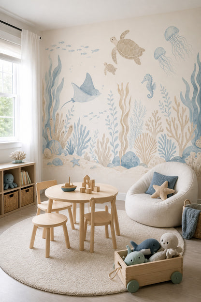 Sea Turtles Wallpaper Underwater Removable Ocean Wall Decor