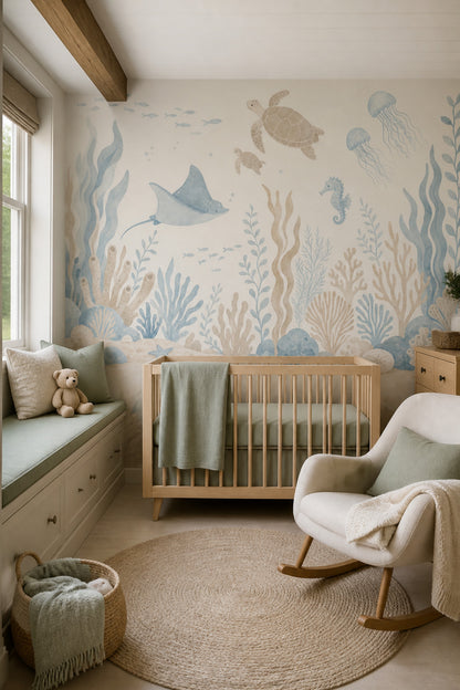 Sea Turtles Wallpaper Underwater Removable Ocean Wall Decor