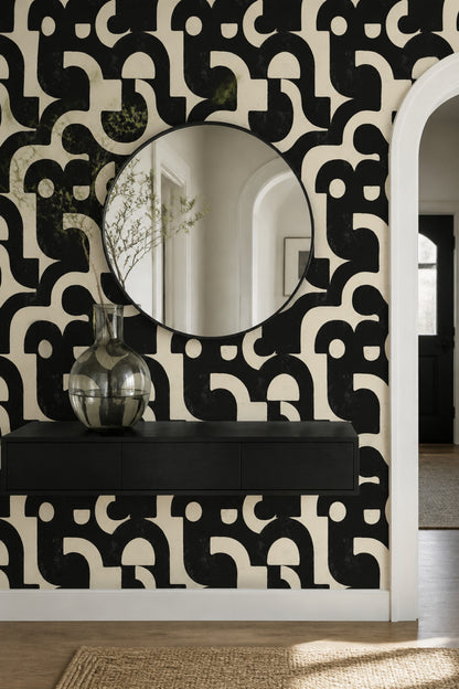 Mid Century Modern Wallpaper Retro Geometric Removable Wall Decor