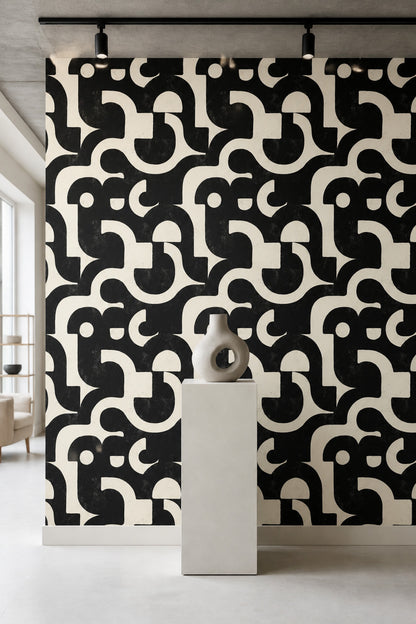 Mid Century Modern Wallpaper Retro Geometric Removable Wall Decor