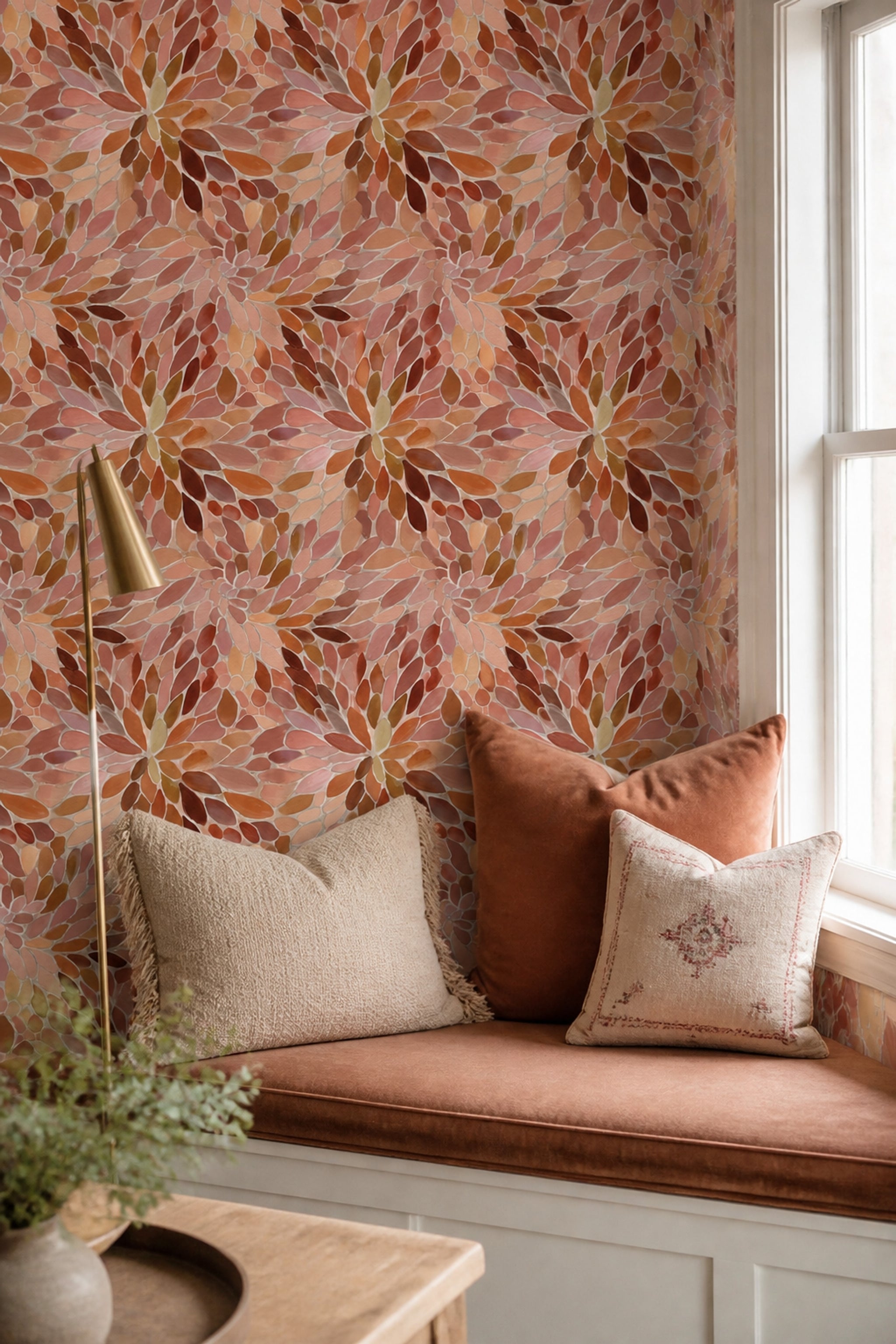 Abstract Floral Wallpaper Petal Mosaic Bohemian Decorative Mural