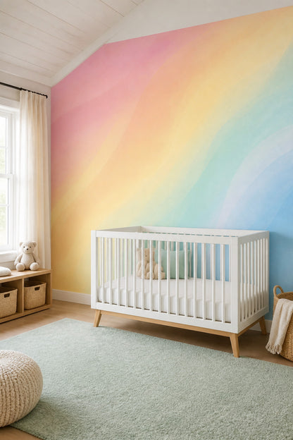 Watercolor Texture Wallpaper Pastel Gradient Removable Rainbow Wall Decor