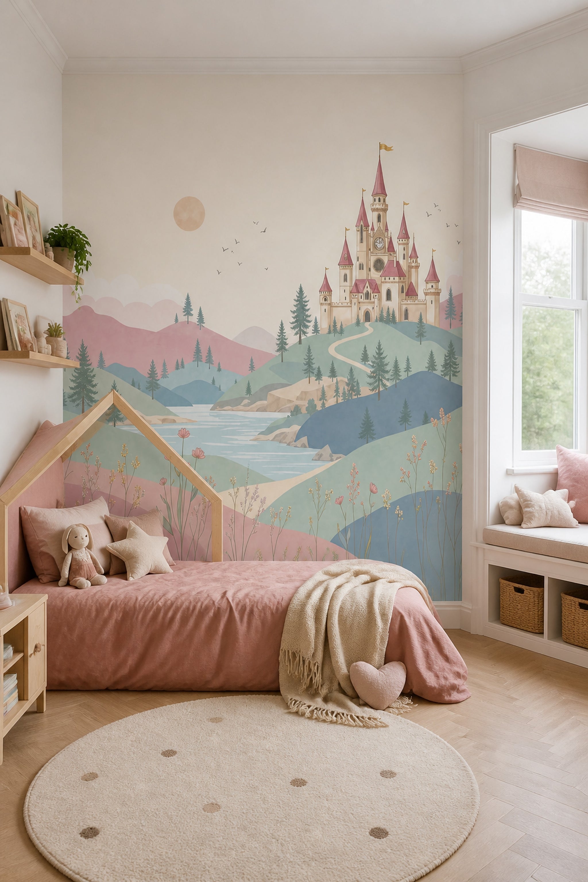 Walls Wallpaper Castle Landscape Removable Wall Decor