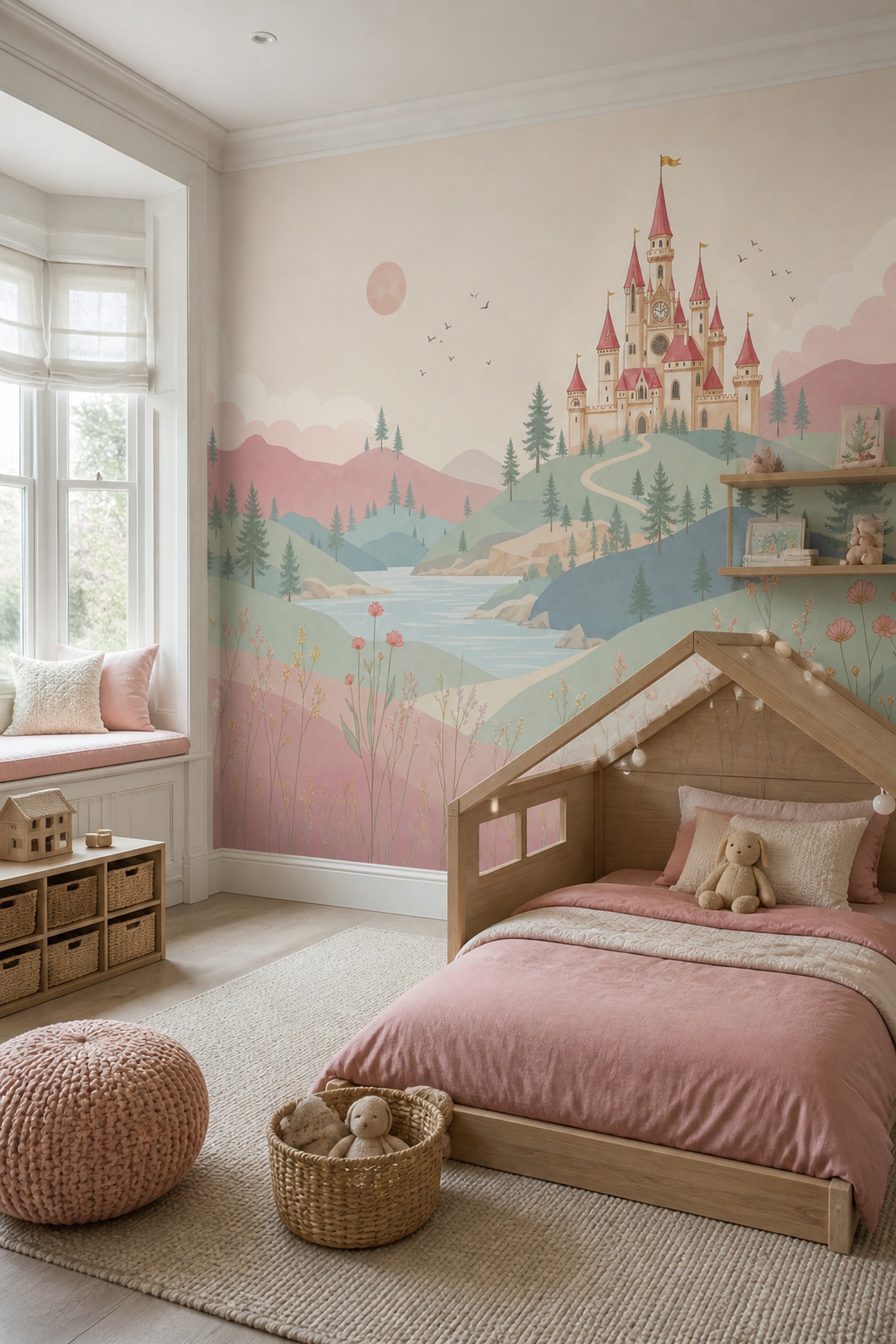 Walls Wallpaper Castle Landscape Removable Wall Decor