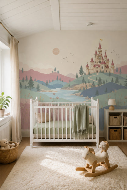 Walls Wallpaper Castle Landscape Removable Wall Decor