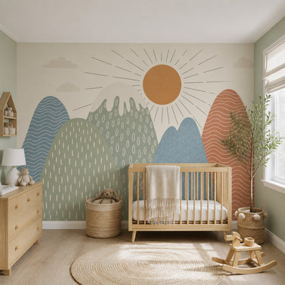 Beige Clouds Wallpaper Soft Sky Pastel Landscape Wall Mural