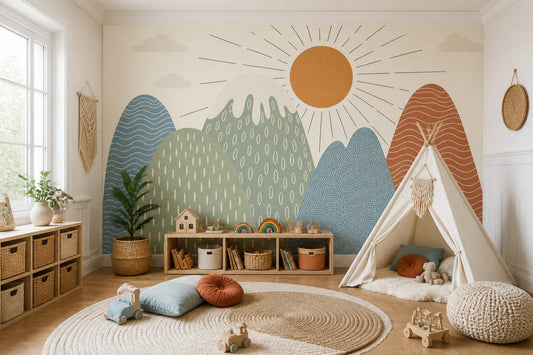 Beige Clouds Wallpaper Soft Sky Pastel Landscape Wall Mural