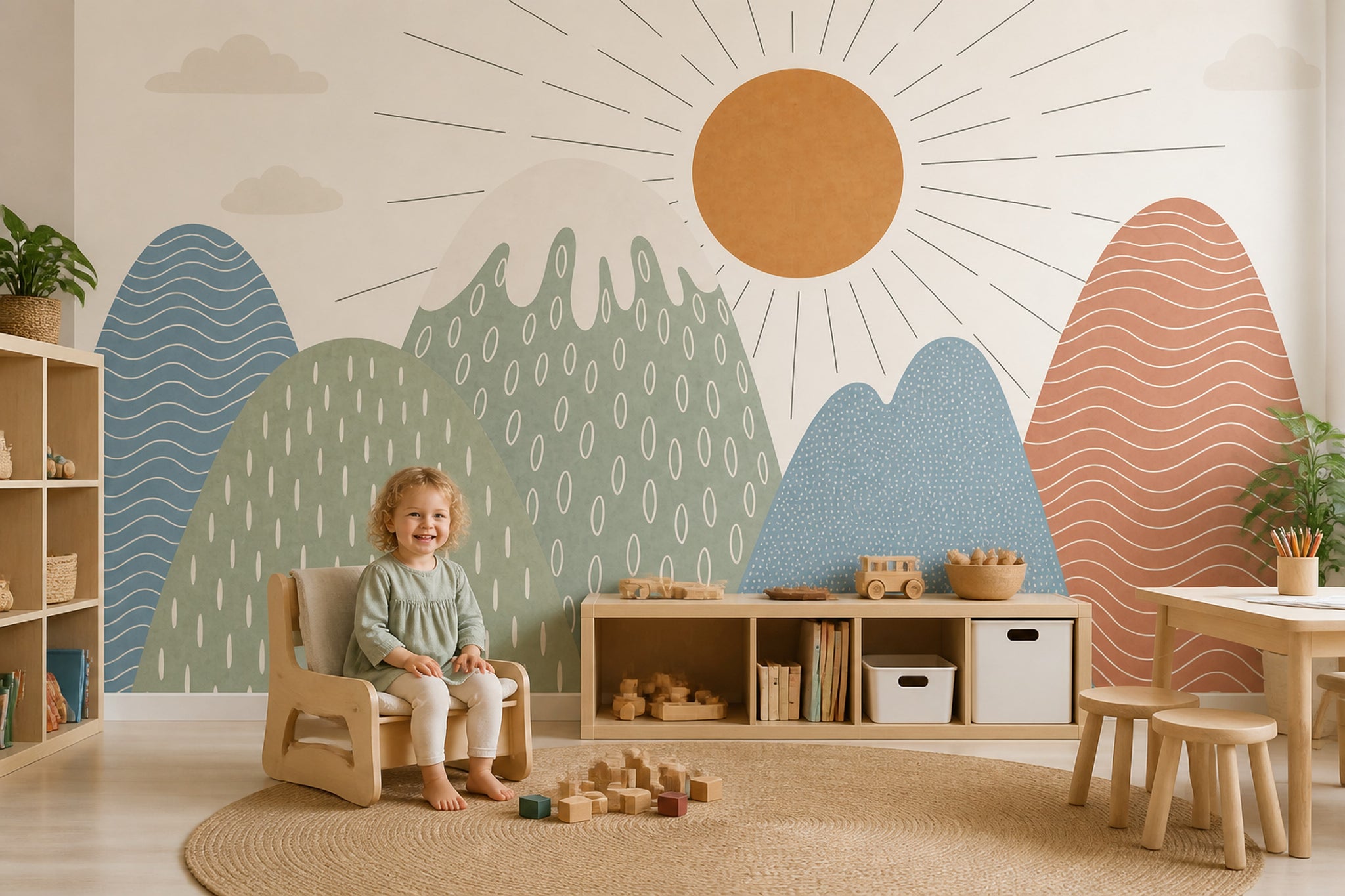 Beige Clouds Wallpaper Soft Sky Pastel Landscape Wall Mural