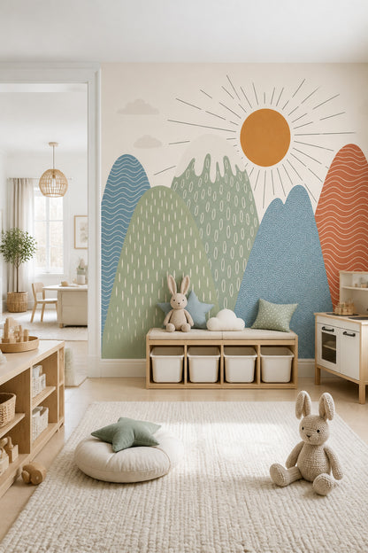 Beige Clouds Wallpaper Soft Sky Pastel Landscape Wall Mural