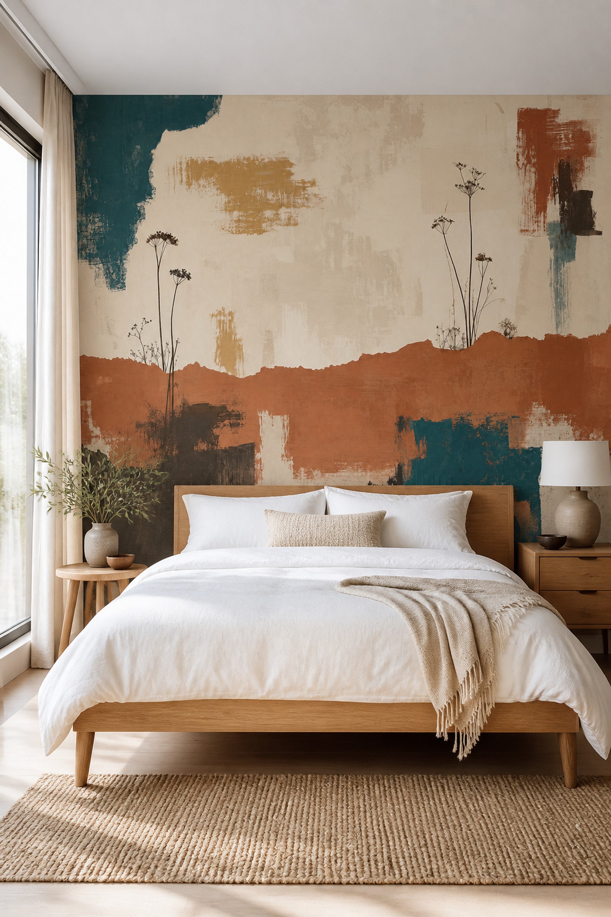 Abstract Wallpaper Botanical Wildflowers Wall Mural
