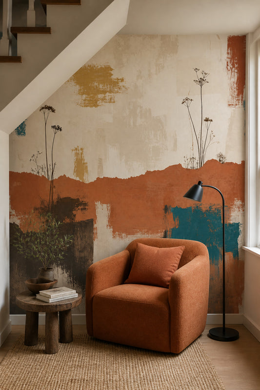 Abstract Wallpaper Botanical Wildflowers Wall Mural