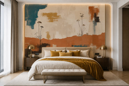 Abstract Wallpaper Botanical Wildflowers Wall Mural