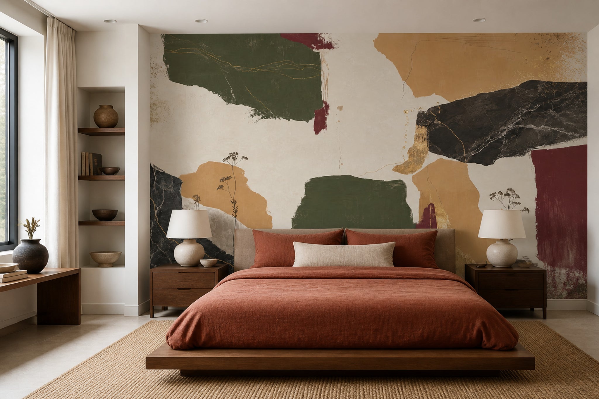 Abstract Wallpaper Botanical Painterly Removable Wall Decor