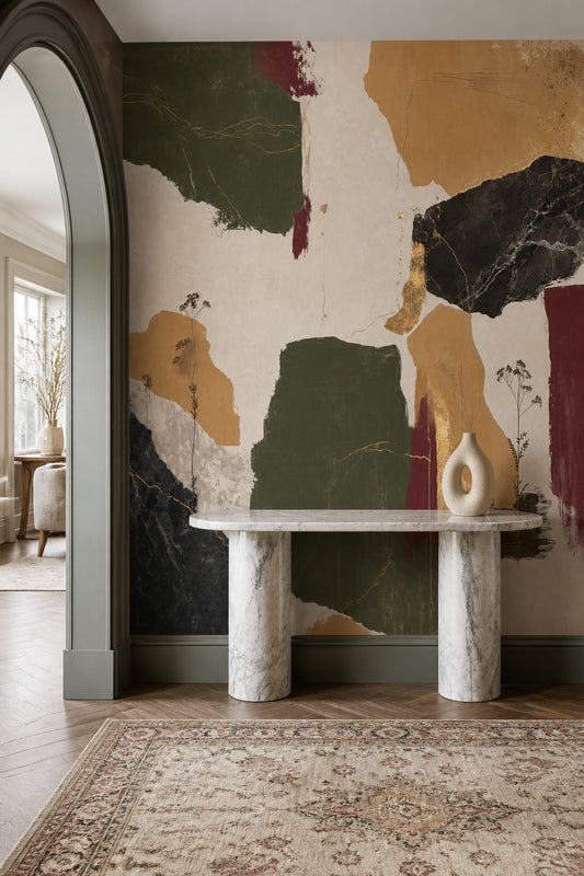 Abstract Wallpaper Botanical Painterly Removable Wall Decor