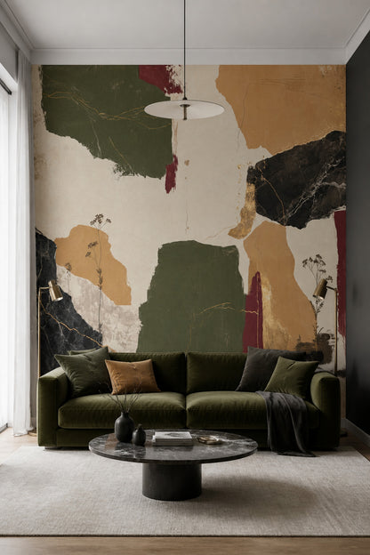 Abstract Wallpaper Botanical Painterly Removable Wall Decor