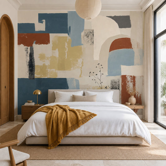 Abstract Wallpaper Geometric Brushstroke Removable Wall Decor