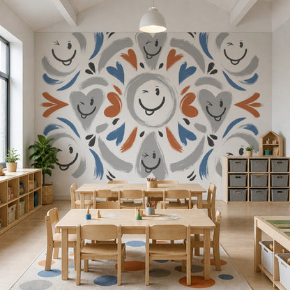 Smiley Faces Wallpaper Playful Removable Whimsical Wall Decor