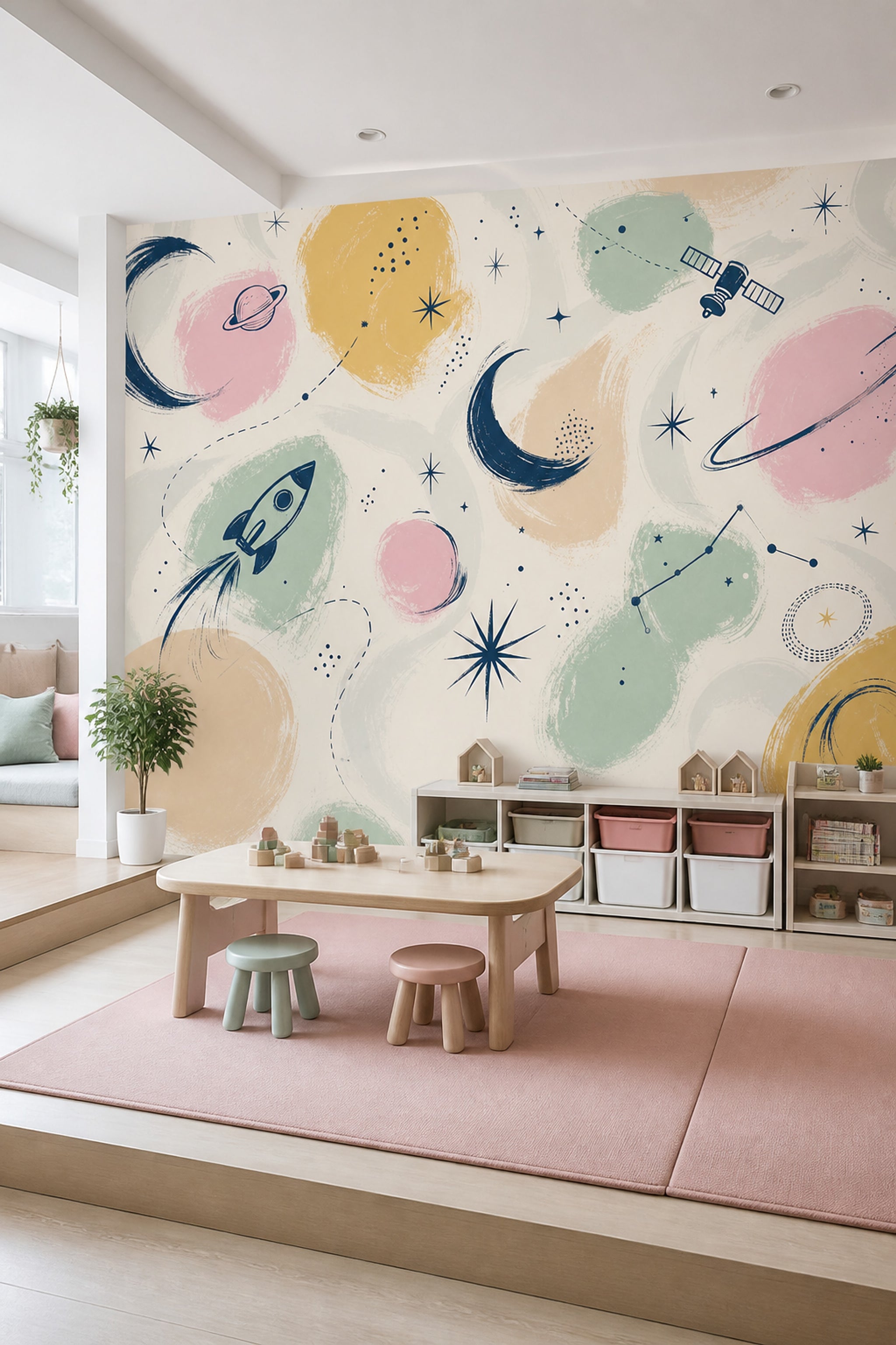White Background Wallpaper Space Removable Kids Wall Decor