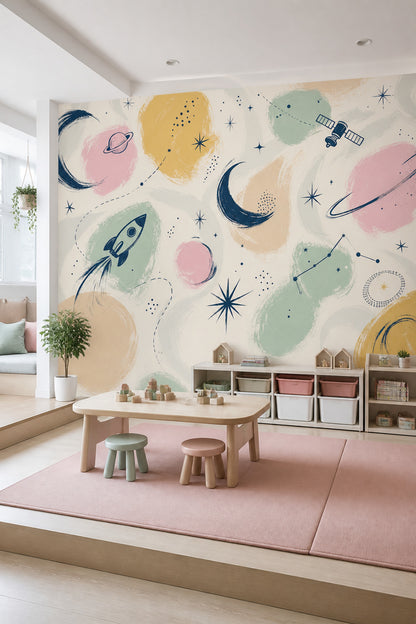 White Background Wallpaper Space Removable Kids Wall Decor