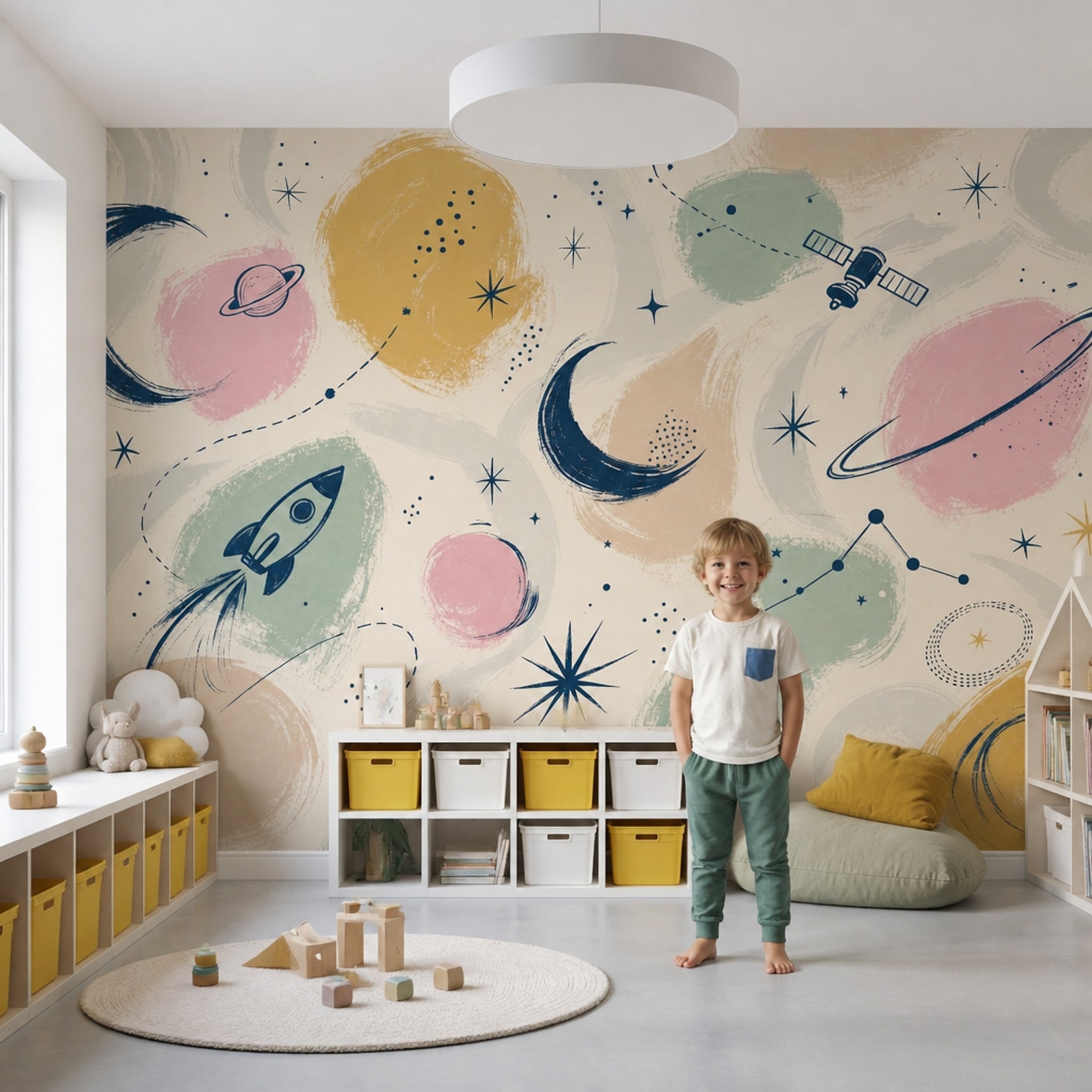 White Background Wallpaper Space Removable Kids Wall Decor