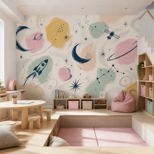 White Background Wallpaper Space Removable Kids Wall Decor