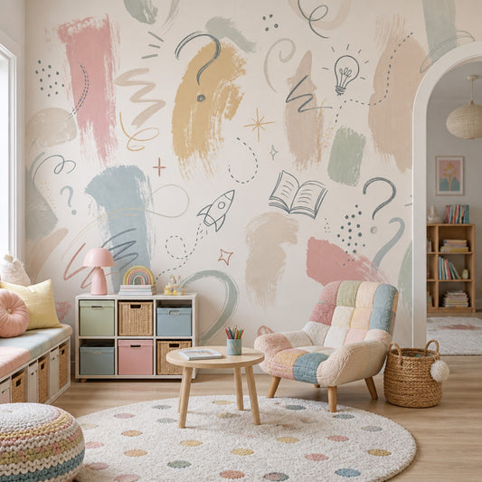 Pastel Wallpaper Doodles Creative Removable Wall Decor