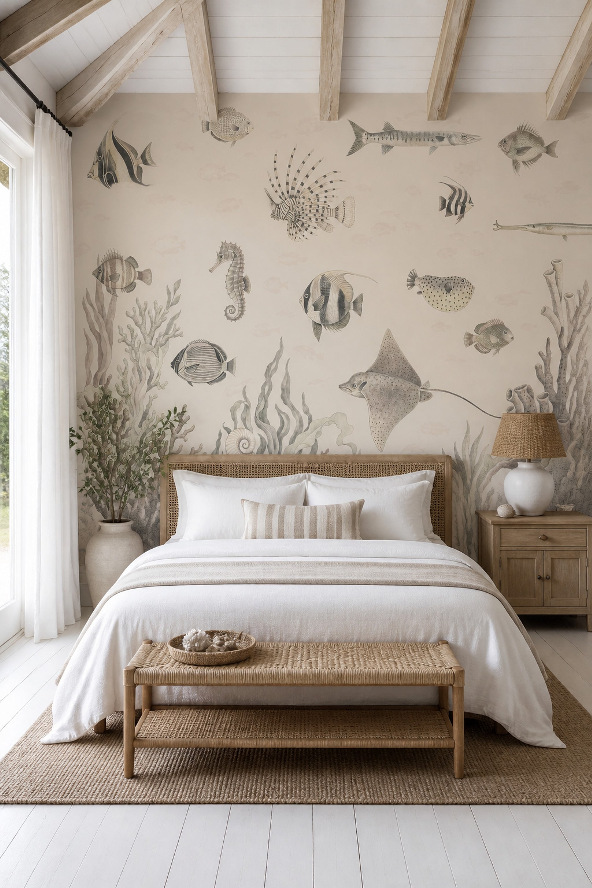 Marine Life Wallpaper Coastal Vintage Wall Mural