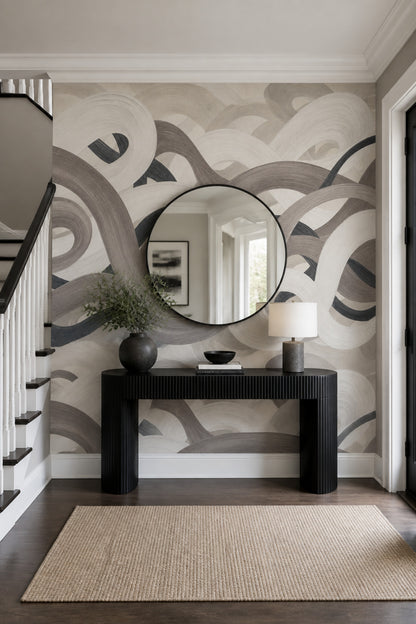 Looping Ribbons Wallpaper Brushstroke Texture Modern Wall Mural