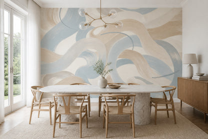 Brushstroke Wallpaper Curved Lines Abstract Removable Wall Decor
