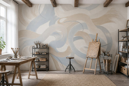 Brushstroke Wallpaper Curved Lines Abstract Removable Wall Decor