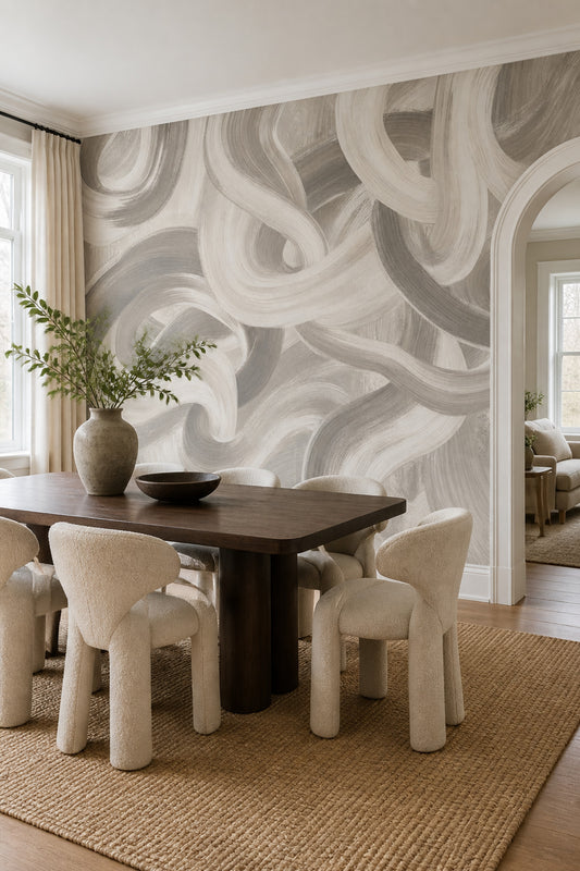 Abstract Wallpaper Brushstroke Swirl Wall Mural