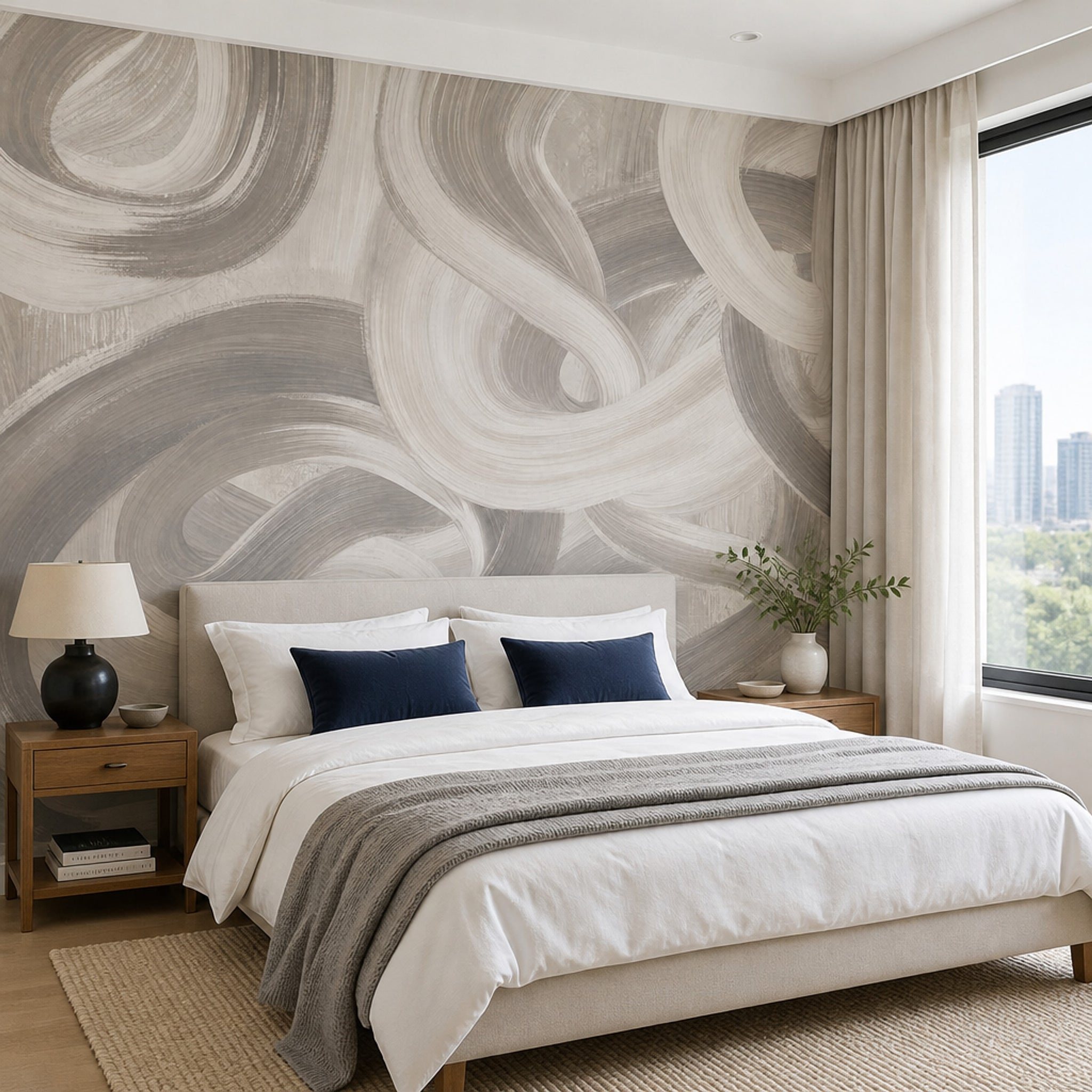Abstract Wallpaper Brushstroke Swirl Wall Mural