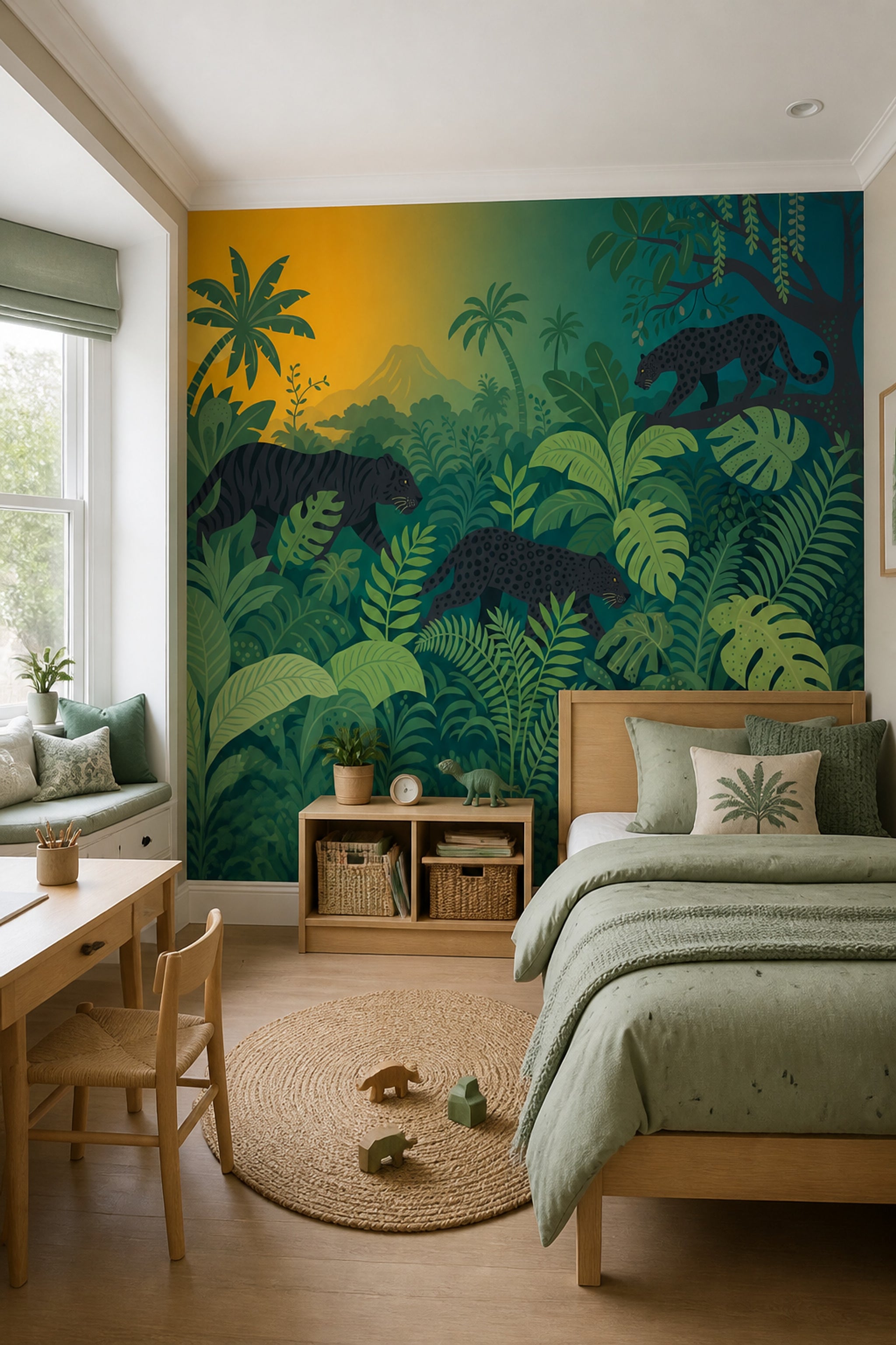 Tropical Jungle Wallpaper Black Panther Sunset Wall Mural