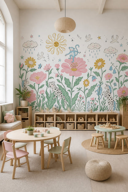 White Background Wallpaper Nursery Kids Wall Mural