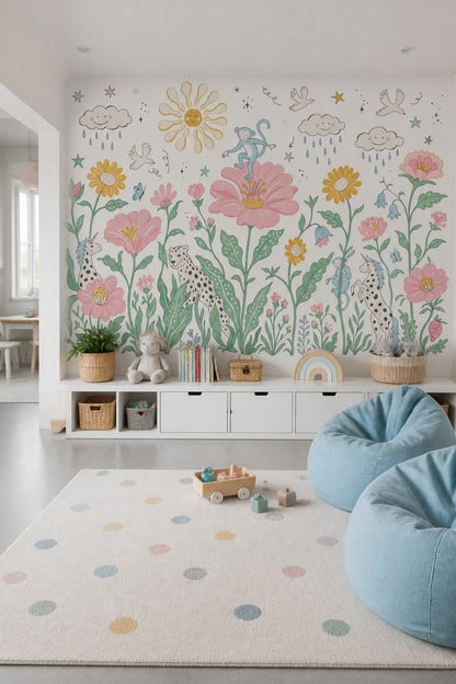 White Background Wallpaper Nursery Kids Wall Mural