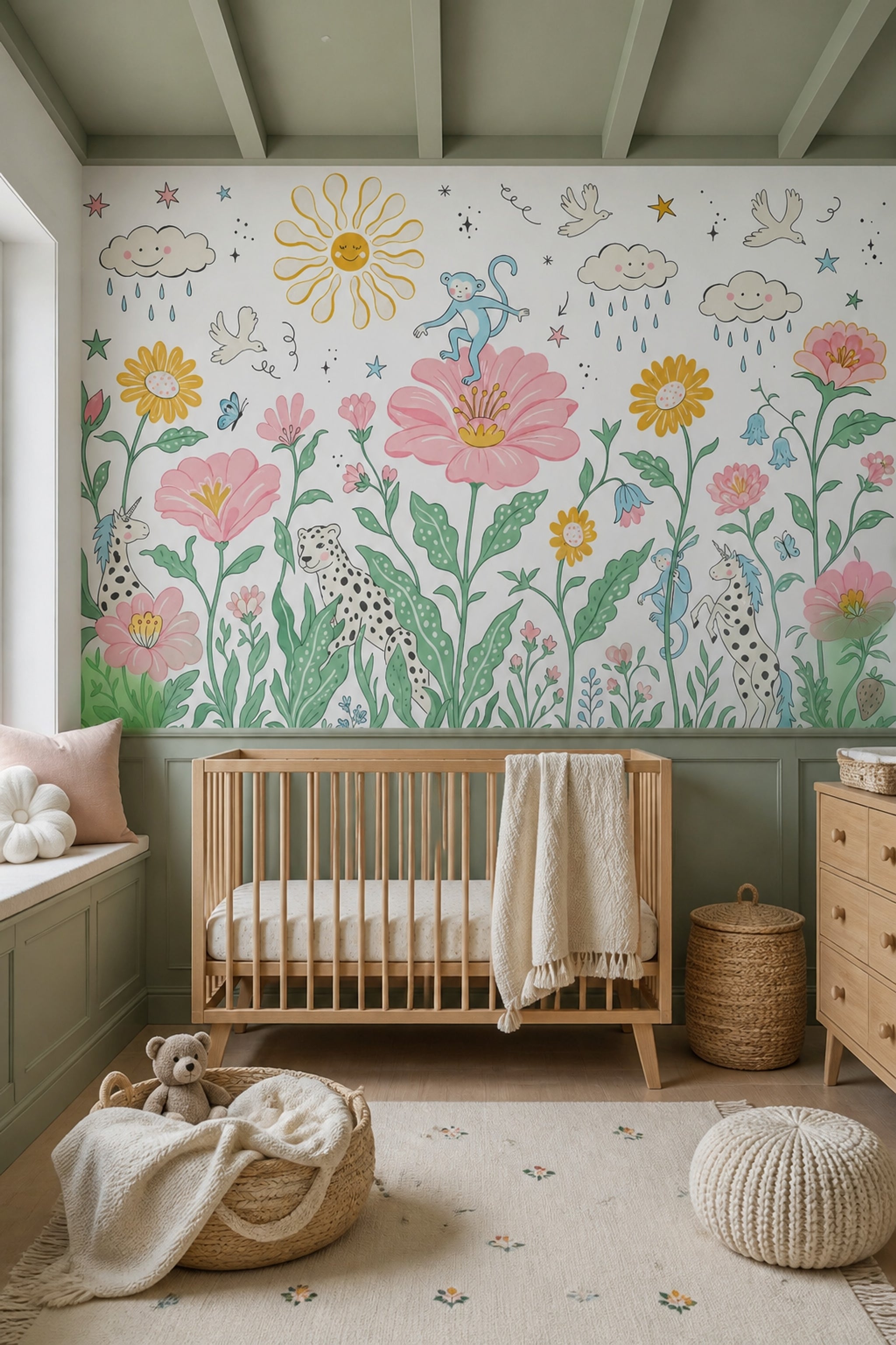 White Background Wallpaper Nursery Kids Wall Mural