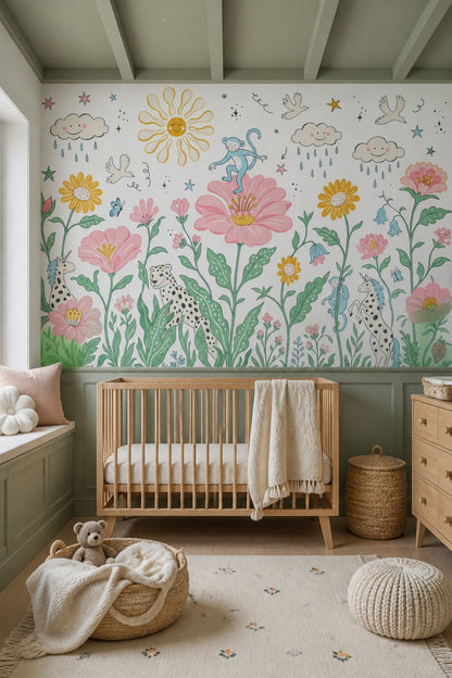 White Background Wallpaper Nursery Kids Wall Mural