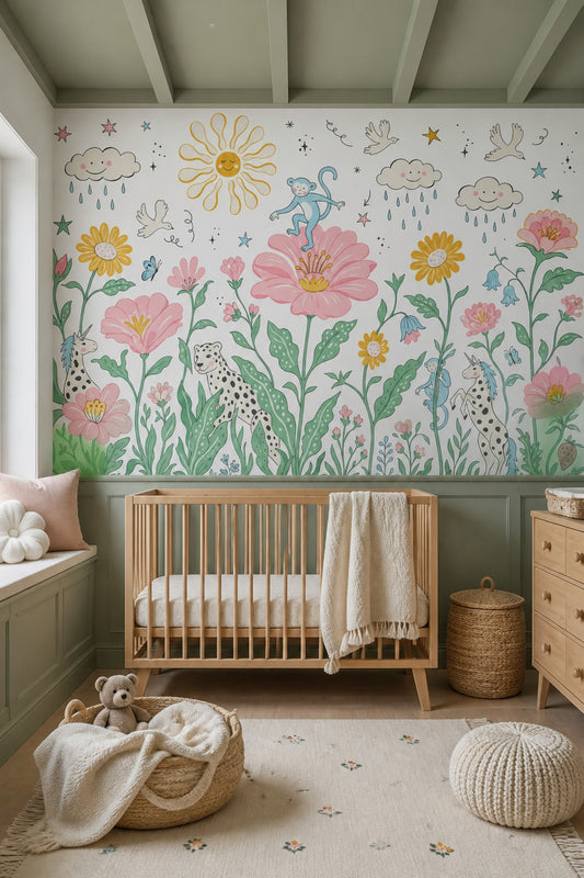 White Background Wallpaper Nursery Kids Wall Mural